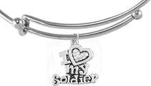 Army, I Love My Soldier, Adjustable Wire Bracelet Hypoallergenic, Safe-Nickel, Lead, Cadmium Free
