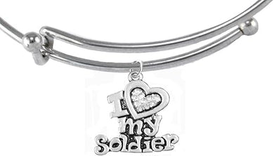 Army, I Love My Soldier, Adjustable Wire Bracelet Hypoallergenic, Safe-Nickel, Lead, Cadmium Free