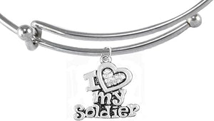Army, I Love My Soldier, Adjustable Wire Bracelet Hypoallergenic, Safe-Nickel, Lead, Cadmium Free