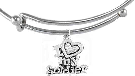 Army, I Love My Soldier, Adjustable Wire Bracelet Hypoallergenic, Safe-Nickel, Lead, Cadmium Free