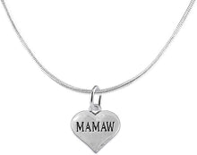 Mamaw Heart Charm Necklace Hypoallergenic, Adjustable, Safe, Nickel, Lead & Cadmium Free!