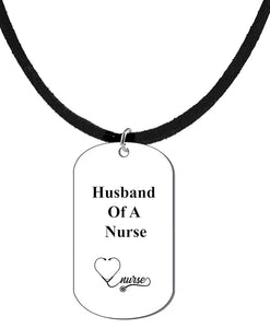 Husband Of A Nurse Dog Tag On A Genuine Black Suede Necklace. 18-21 Inches. What A Great Gift For Yourself, Or Somebody Special. Beautiful Premium Quality