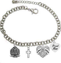 Proud Army Mom Heart Bracelet, Hypoallergenic, Will NOT Irritate Anyone with Sensitive Skin. Safe- Nickel, Lead and Cadmium Free