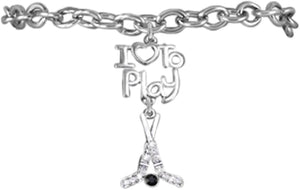 Ice Hockey I Love To Play Hockey Charm Stretch Bracelet Adjustable-Hypoallergenic Nickel, Lead, Cadmium Free