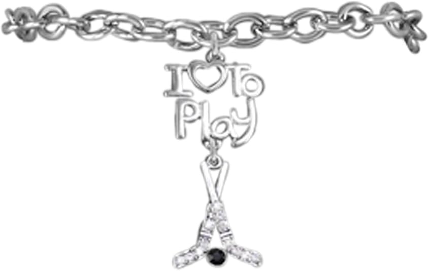 Ice Hockey I Love To Play Hockey Charm Stretch Bracelet Adjustable-Hypoallergenic Nickel, Lead, Cadmium Free