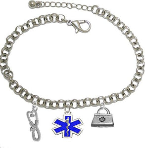 EMT, Paramedic, Adjustable Charm Bracelet, Hypoallergenic, Safe-Nickel, Lead, Free