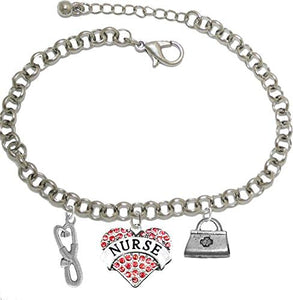 Nurse, RN, Adjustable Charm Bracelet, Hypoallergenic, Safe-Nickel, Lead, Free