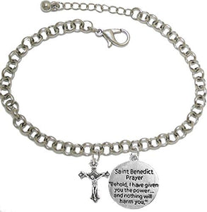 Saint Benedict Bracelet Prayer, Protect Me from Harm, from Evil, from The Devil. Nickle, Lead Cadmium Free