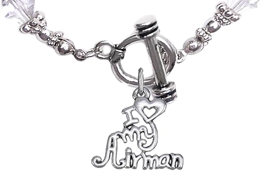 Air Force, I Love My Airman, Clear Crystal Bracelet Hypoallergenic, Safe-Nickel, Lead, Cadmium Free