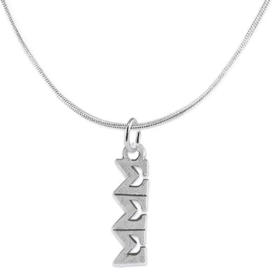 Sigma Sigma Sigma, Authorized Sorority Jewelry Manufacturer, Adjustable Thin Snake Chain Lavaliere Necklace, Hypoallergenic, Safe-No Nickel, No Lead, And No Poisonous Cadmium