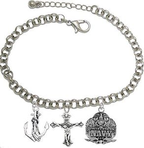 Navy, Adjustable Bracelet, Hypoallergenic, Safe-Nickel, Lead, Cadmium Free