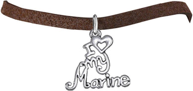 Marine, I Love My Marine, Adjustable Suede Bracelet Hypoallergenic, Safe-Nickel, Lead, Cadmium Free