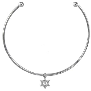 Messianic, New Exciting Style, Genuine Ausrian Cut Crystal Star Of David And Cross, Adjustable Choker Necklace, Silvertone Finish. What A Wonderful Gift For Yourself, Or Someone Special.