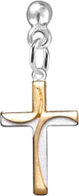 Two Tone Matt Gold and Silver Contemporary Cross Post Earrings Hypoallergenic, Safe-Nickel, Lead, And Cadmium Free