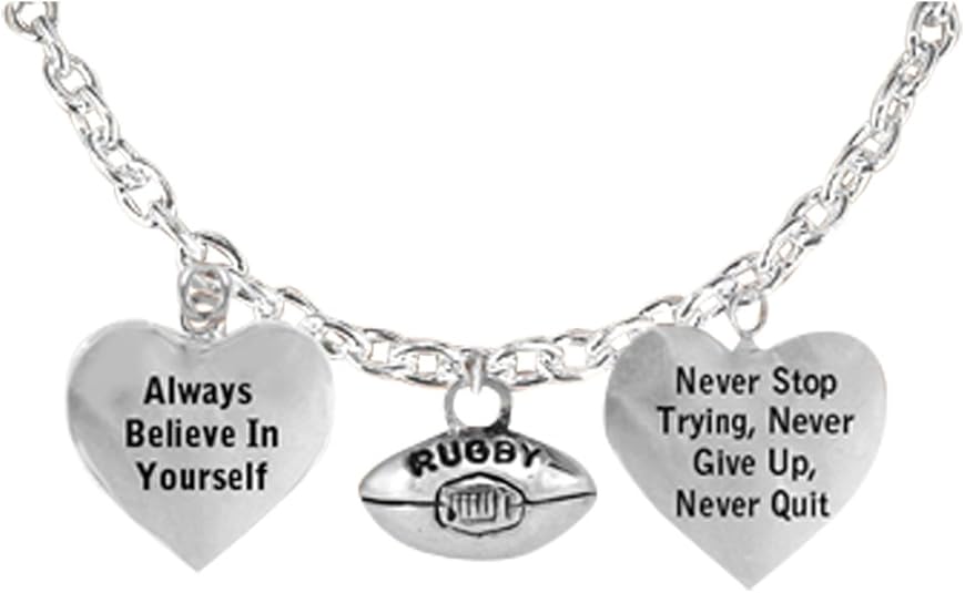 The, Rugby Never Give Up, Never Quit Hypoallergenic Adjustable Bracelet, Safe-Nickel, Lead Free
