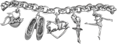 I Love Ballet 5 Charm Adjustable Bracelet Hypoallergenic. Safe-Nickle, Lead and Cadmium Free!