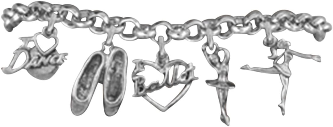 I Love Ballet 5 Charm Adjustable Bracelet Hypoallergenic. Safe-Nickle, Lead and Cadmium Free!