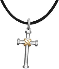 Two Tone Matt Gold and Silver Christian Cross Necklace, Adjustable, Hypoallergenic, Safe-Nickel, Lead, and Cadmium Free