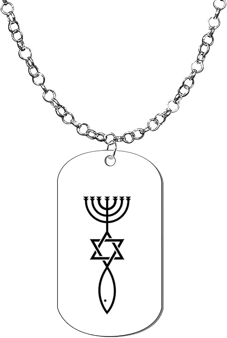 Messianic, Seal Of Jerusalem Dog Tag, Adjustable Rolo Chain, Hypoallergenic-Safe, No Nickel, Lead, or Cadmium In The Metal ©2023, Large, Silver, Carnelian