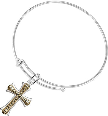 Cross Two Tone Matt Gold Ikarian Pattern Hypoallergenic, Safe-Nickel, Lead, and Cadmium Free