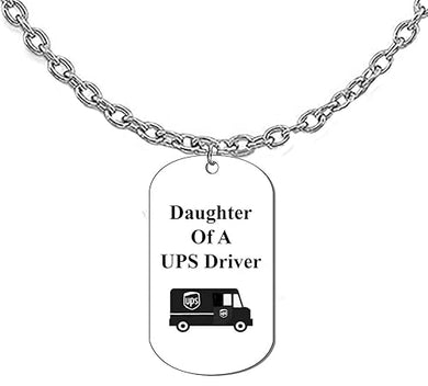 Daughter Of A UPS Driver On A Adjustable Cable Chain Necklace. 18-21 Inches. What A Great Gift For Yoourself, Or Someone Special. No Worry About What Size They Wear. It Is Adjustable.