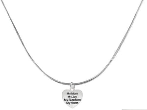 Message Jewelry, My Mom, My Joy, My Sunshine, My Heart, Adjustable Necklace, Hypoallergenic, Safe-Nickel, Lead, Free
