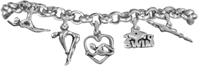 Swimming 5 Charm Bracelet, Adjustable Hypoallergenic, Safe-Nickel, Lead & Cadmium Free!