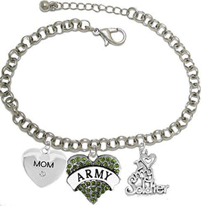 Army Mom, I Love My Soldier, Adjustable Hypoallergenic, Safe-Nickel, Lead, Cadmium Free
