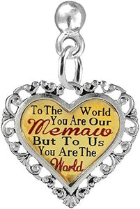 Memaw Heart Charm Post Earring" Hypoallergenic, Safe-Nickel, Lead & Cadmium Free!