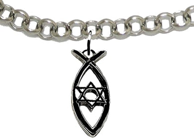 Messianic Christian Black Anodized Fish, Star Of David On Adjustable Cable Chain Bracelet. If you do not believe that this jewelry is beautiful when you receive it, simply return it for a full refund, Large, Silver, Carnelian