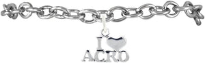 Gymnastic Charm Bracelet, I Love Acro, Hypoallergenic, Safe, Nickel, Lead & Cadmium Free!