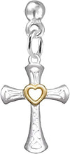 Two Tone Matt Gold Heart and Silver Cross Post Earrings Hypoallergenic, Safe-Nickel, Lead, And Cadmium Free