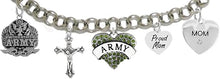 Proud Army Mom Heart Bracelet, Hypoallergenic, Will NOT Irritate Anyone with Sensitive Skin. Safe- Nickel, Lead and Cadmium Free