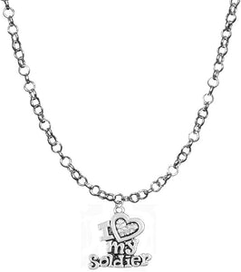 Army, I Love My Soldier Adjustable Necklace, Hypoallergenic, Safe-Nickel, Lead, Free