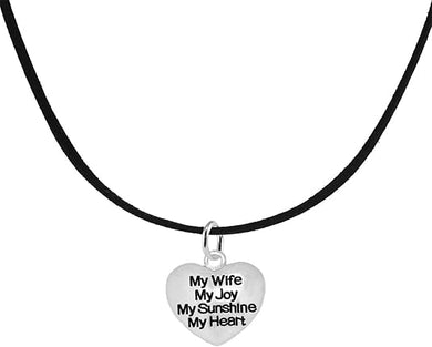 Message Jewelry, My Wife, My Joy, My Sunshine, My Heart, Adjustable Necklace, Hypoallergenic, Safe-Nickel, Lead, Free