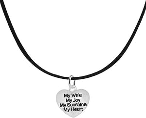 Message Jewelry, My Wife, My Joy, My Sunshine, My Heart, Adjustable Necklace, Hypoallergenic, Safe-Nickel, Lead, Free