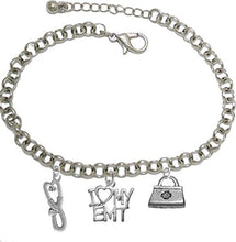 EMT, I Love My EMT, Paramedic, Adjustable Charm Bracelet, Hypoallergenic, Safe-Nickel, Lead, Free
