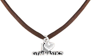 I Love Gymnastics Necklace, Adjustable, Hypoallergenic, Nickel, Lead & Cadmium Free