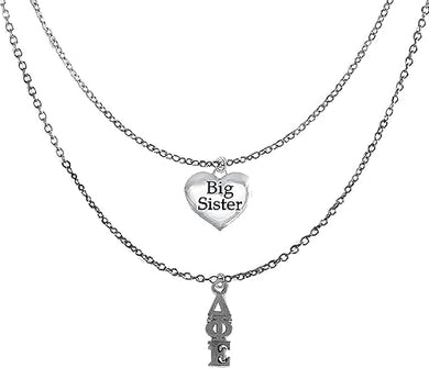 Delta Phi Epsilon Silvertone Double Chain Fashion Necklace, Adjustable From 18 Inches To 21 Inches. What A Great Gift For Yourself, Or A Big Sister. Licensed Sorority Jewelry ©2024