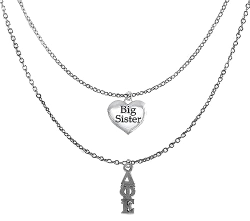 Delta Phi Epsilon Silvertone Double Chain Fashion Necklace, Adjustable From 18 Inches To 21 Inches. What A Great Gift For Yourself, Or A Big Sister. Licensed Sorority Jewelry ©2024