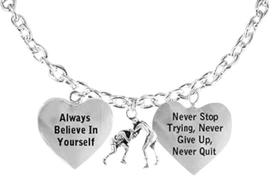 Men's Necklace Wrestling, Never Stop Trying, Never Quit Hypoallergenic