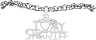 Sheriff I Love My Sheriff Hypoallergenic Adjustable Bracelet Nickle, Lead Free