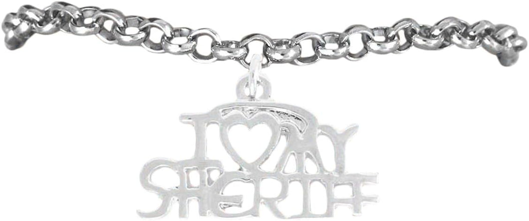 Sheriff I Love My Sheriff Hypoallergenic Adjustable Bracelet Nickle, Lead Free