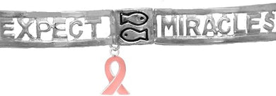 Breast Cancer Jewelry, Expect Miracles, The Original Hypoallergenic, Safe-Nickel, Lead, Cadmium Free, Adjustable Stretch Bracelet