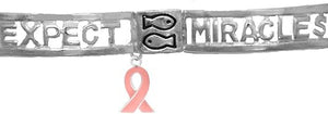 Breast Cancer Jewelry, Expect Miracles, The Original Hypoallergenic, Safe-Nickel, Lead, Cadmium Free, Adjustable Stretch Bracelet
