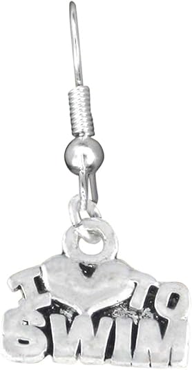 I Love To Swim Fishhook Earring Hypoallergenic, Adjustable Safe-Nickel, Lead & Cadmium Free!