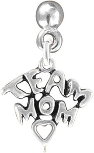 Team Mom Charm Post Earring Hypoallergenic, Safe-Nickel, Lead & Cadmium Free!