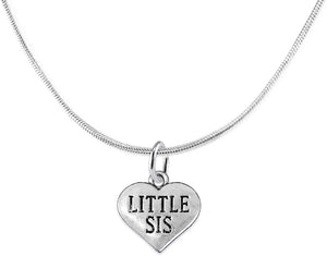 Little Sis Heart Charm Necklace Hypoallergenic, Adjustable, Safe, Nickel, Lead & Cadmium Free!