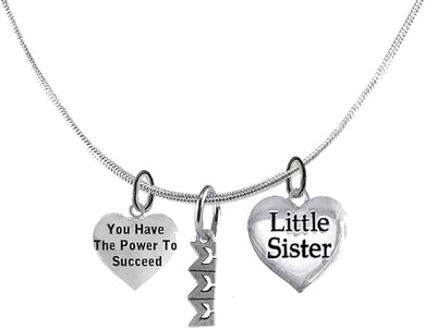 Sigma Sigma Sigma,You Have The Power, Greek Letters, Little Sister Charms,Licensed Sorority Jewelry Manufacturer,Adjustable Hypoallergenic,Lavaliere Necklace No Nickel,No Lead,And No Poisonous Cadmium