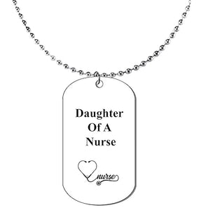 Daughter Of A Nurse Dog Tag On A Ball Chain Necklace. 18 Inches. What A Great Gift For Somebody Special.Can Be Made Smaller With A Everyday Scissor. Hypoallergenic, No Nickel,Lead, Or Cadmium In Metal